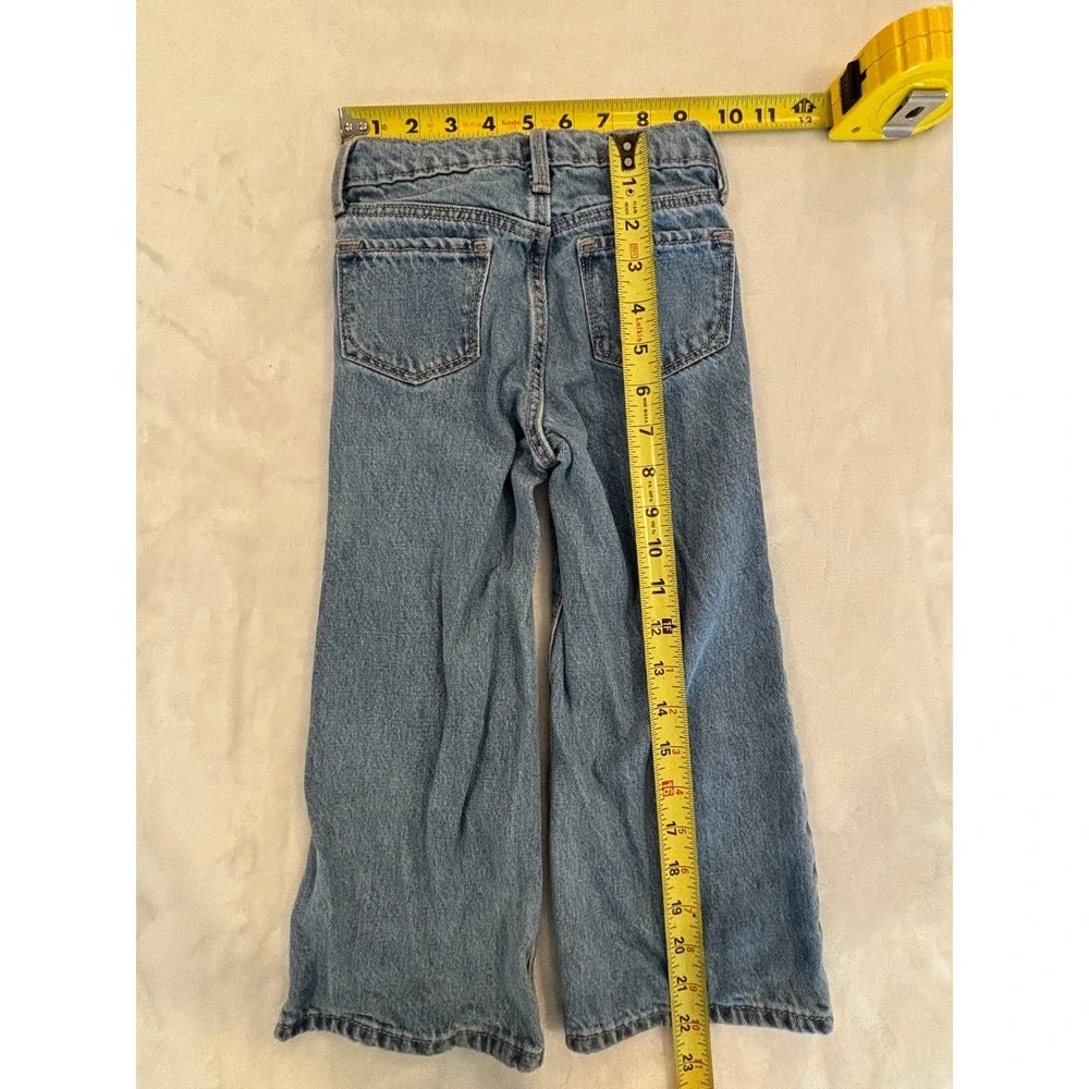Old Navy Toddler Girls Wide Leg Distressed Jeans Medium Wash Blue Denim 4T